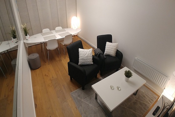 Large lab with living room setup